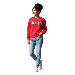 NWT Peanuts Women Christmas Sweatshirt Red Holiday Charlie Brown Embroidered S